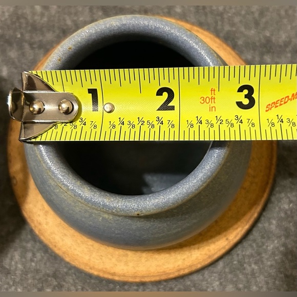 Fox Pass Pottery Vintage Butter Crock NWT Blue Hand thrown Stoneware, signed ‘87 - Picture 6 of 8